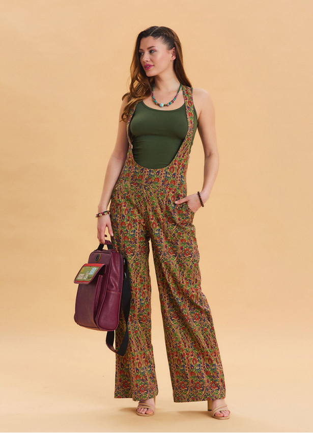 Womens Ethnic Jumpsuit with Zipper Detail and Pockets 4672